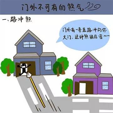 如果在你的住宅门外,有路直冲而来,这就叫路冲煞